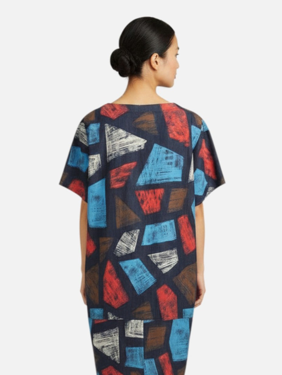 Bella Blue - Abstract Print Cotton Dress