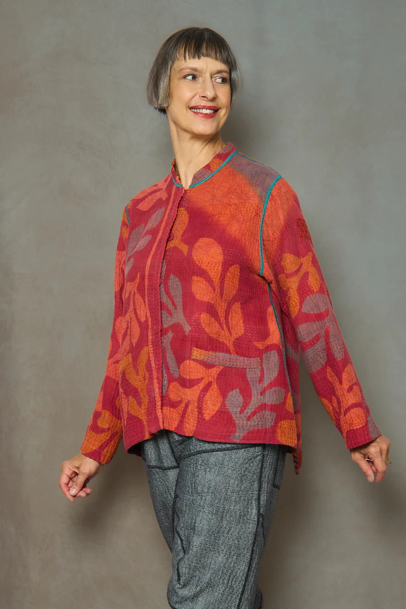 Mieko Mintz- VINTAGE COTTON KANTHA KAFTAN JACKET SHORT