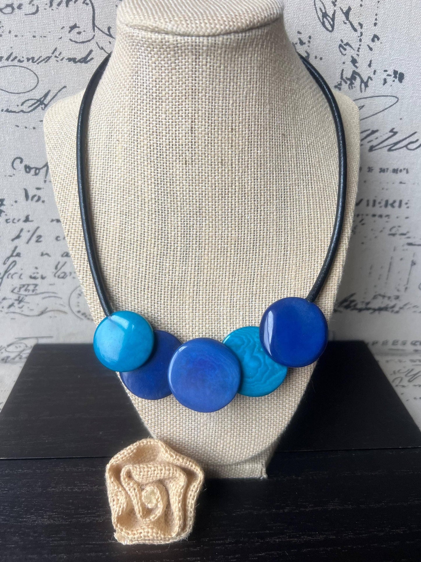 Galapagos Tagua - Blue Statement Necklace
