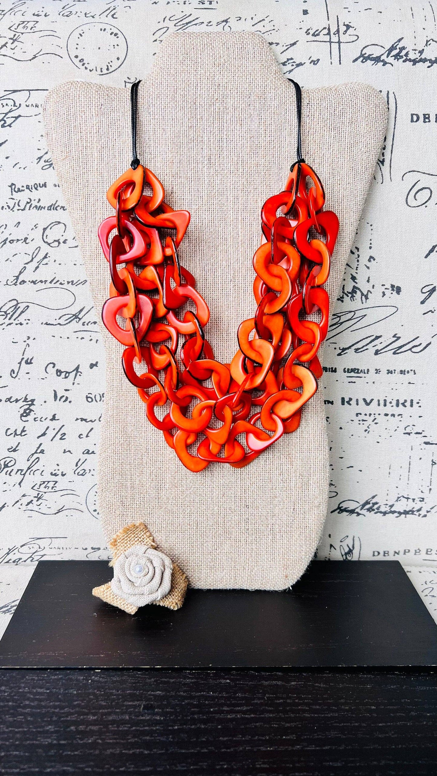 Galapagos Tagua - Orange Statement Necklace