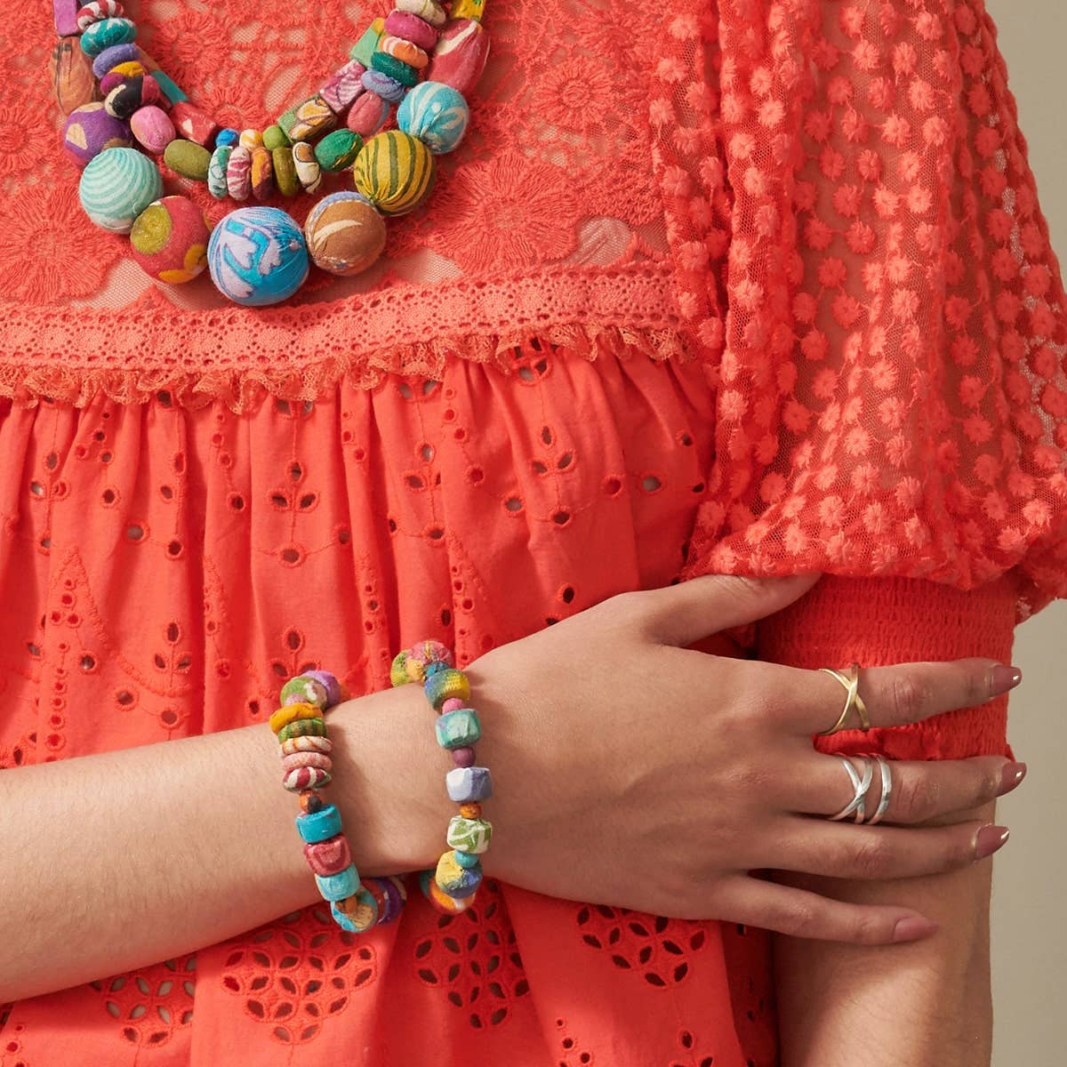WorldFinds - Kantha Spherical Motif Bracelet