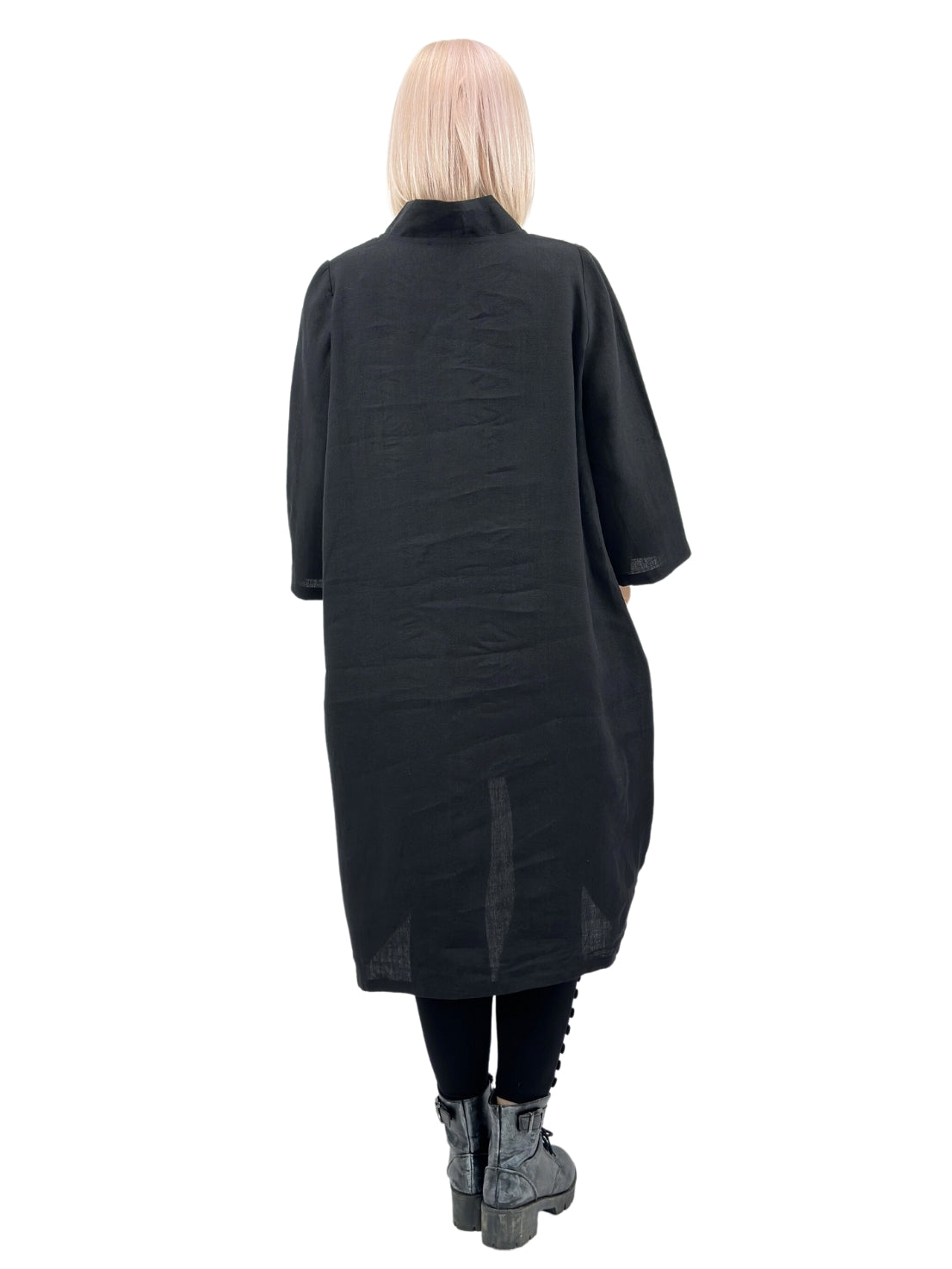 Mara Gibbucci- Black/Grey Linen Coat
