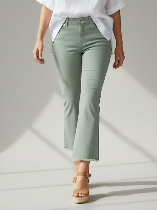 La Miel - Raw Hem Flare Pants/ Dusty Mint