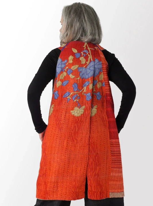 Mieko Mintz-  Vintage Cotton Kantha Back Pleated Vest