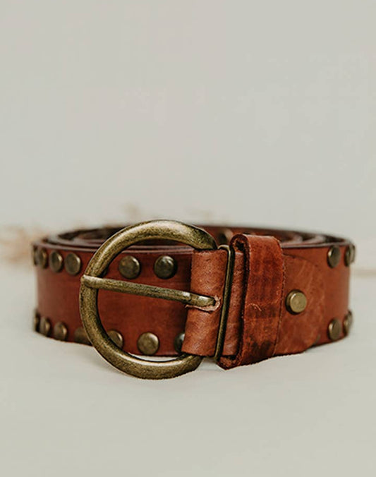 Lula Natura - Cirius Brown Leather Belt w Studs