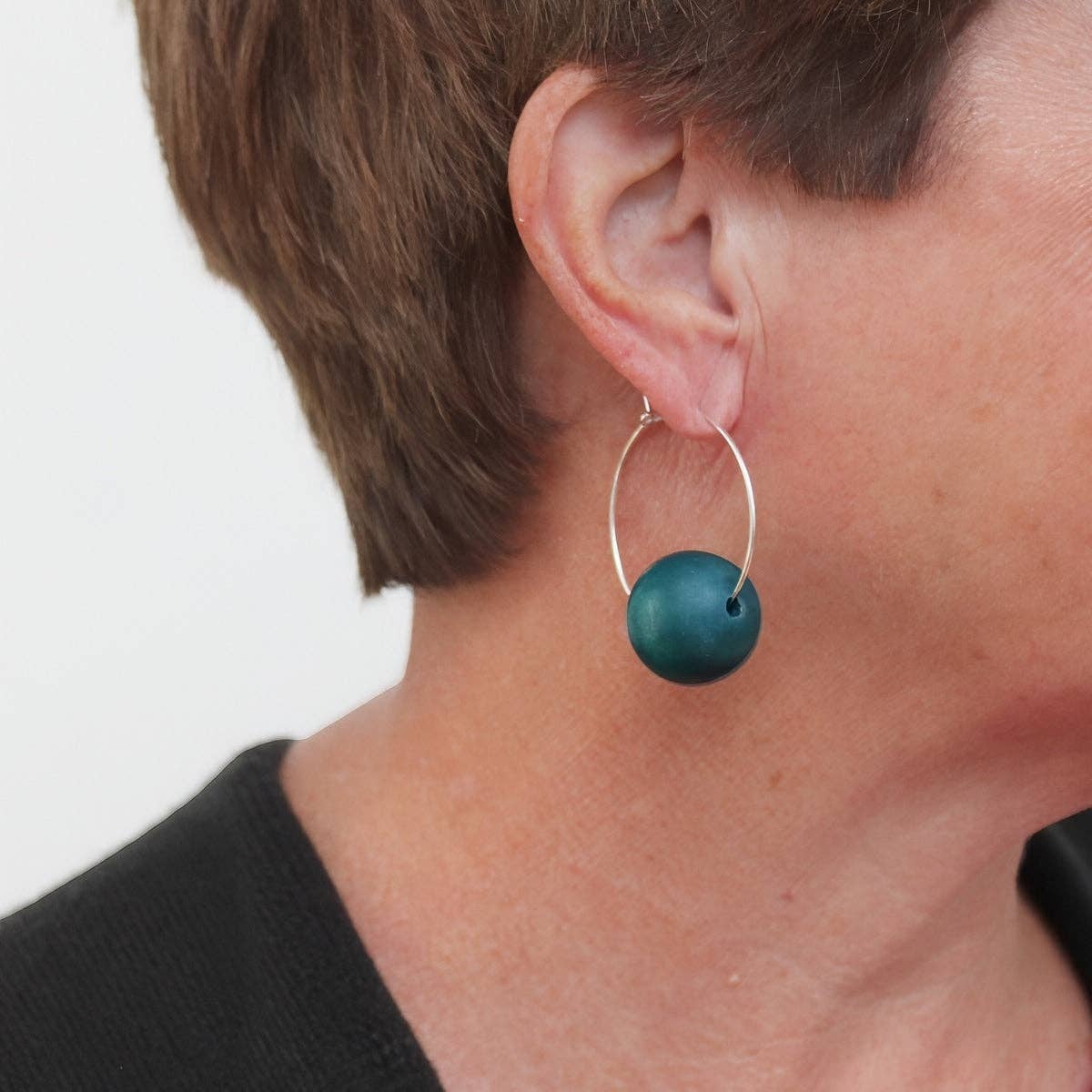 Sylca Designs - Teal Ball Hoop Dangle Earring