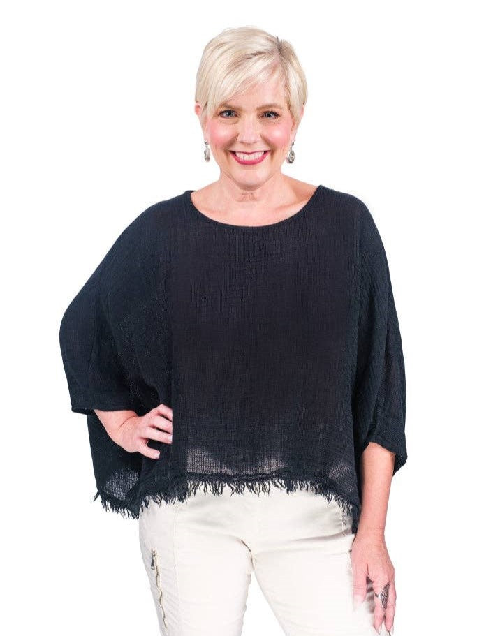 TINA Stephens - Archer Loose Gauze Raw Edge Top