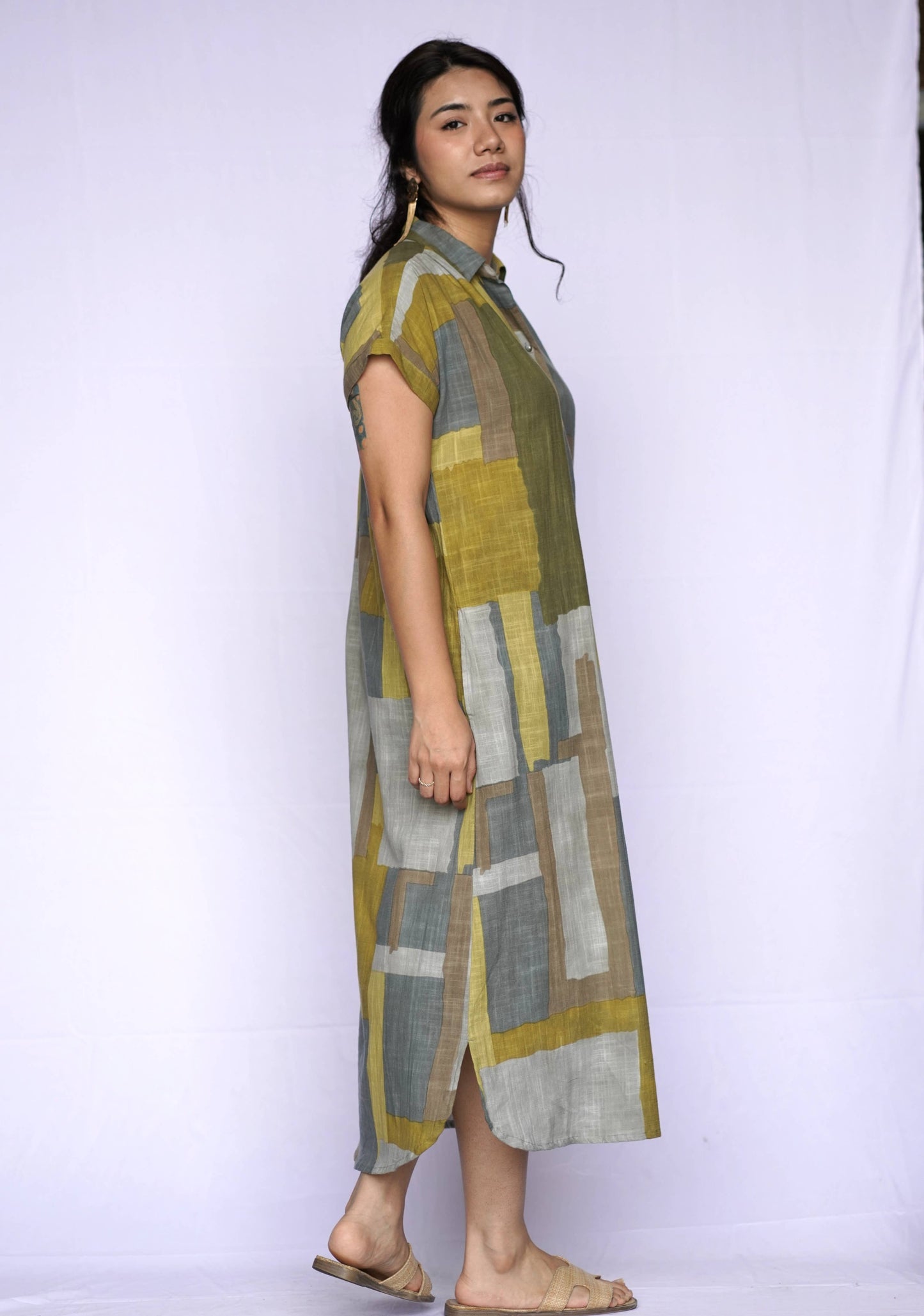 Dolma - Aya Geo Dress: Mustard