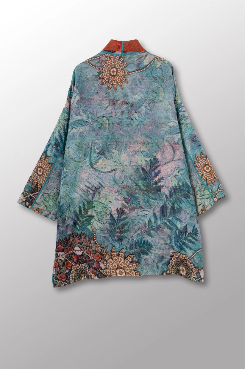 Mieko Mintz- VINTAGE SILK GEORGETTE COTTON KANTHA HAORI JACKET
