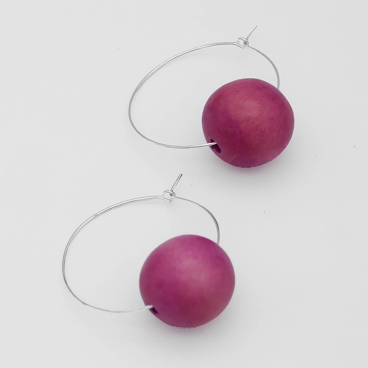 Sylca Designs - Pink Ball Hoop Dangle Earring