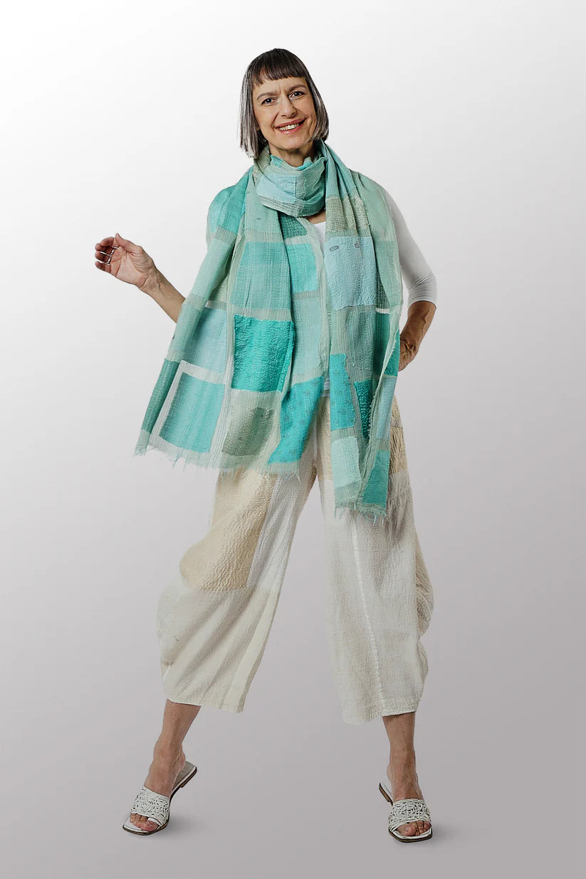 Mieko Mintz- TONAL TILE PATCH KANTHA SHAWL MEDIUM