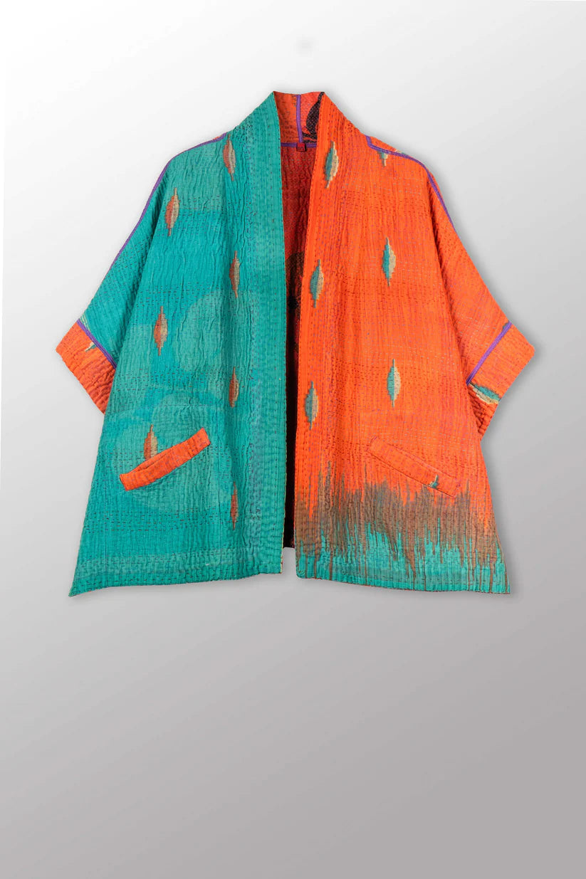 Mieko Mintz- VINTAGE COTTON KANTHA MINI PONCHO