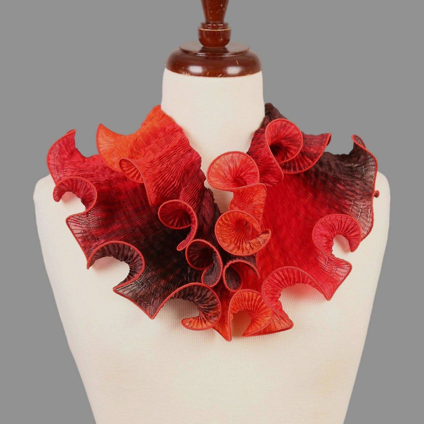 Cathayana - Hand-Dyed Silk Infinity Scarf | Black & Red