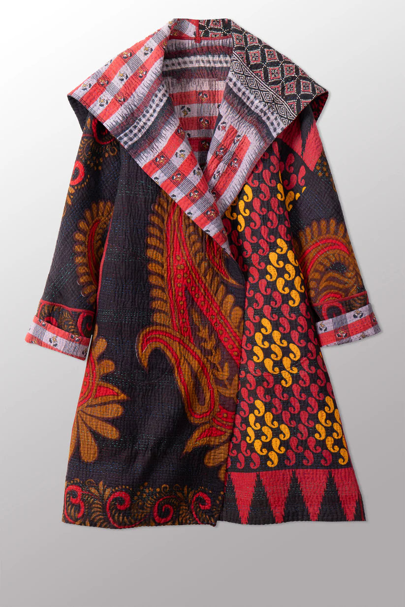 Mieko Mintz- VINTAGE COTTON KANTHA A-LINE COAT