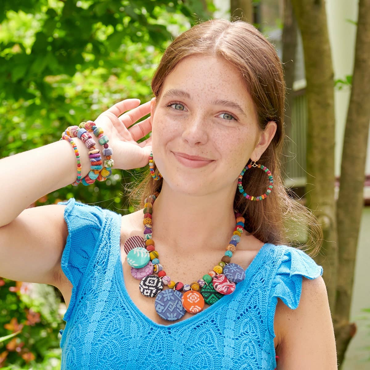 WorldFinds - Kantha Spherical Motif Bracelet