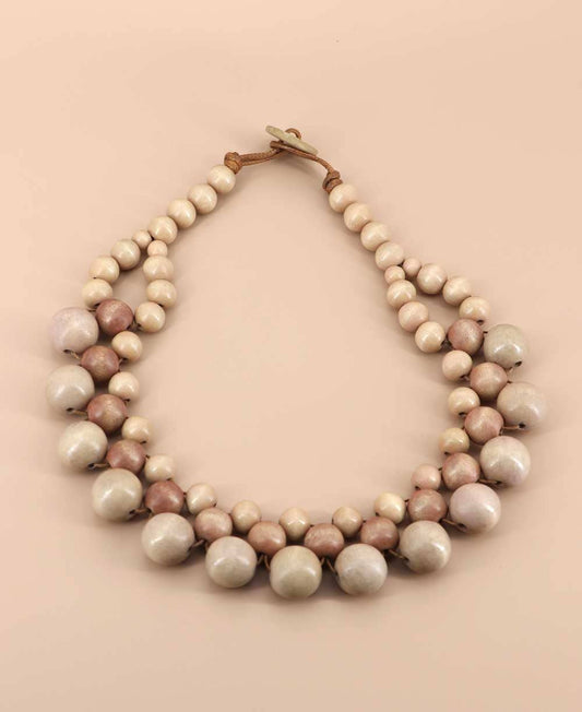 Culture Spot - Three-Tone Wood Bead Necklace