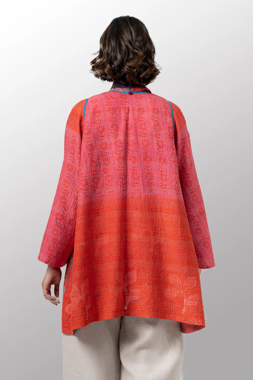 Mieko Mintz- Vintage Cotton Kantha A-Line jacket