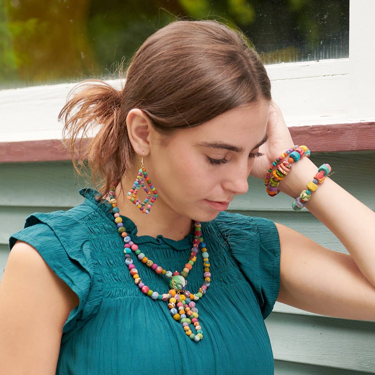 WorldFinds - Kantha Spherical Motif Bracelet