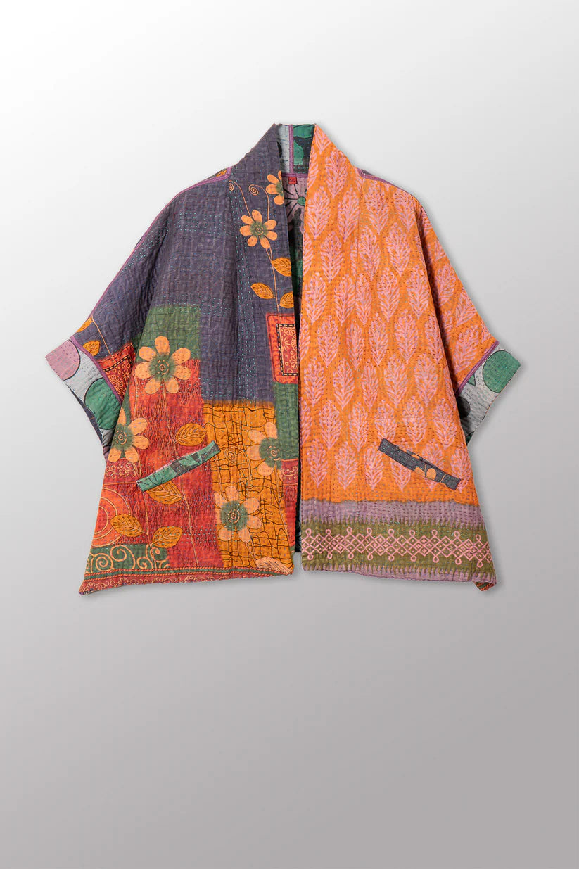 Mieko Mintz- VINTAGE COTTON KANTHA MINI PONCHO