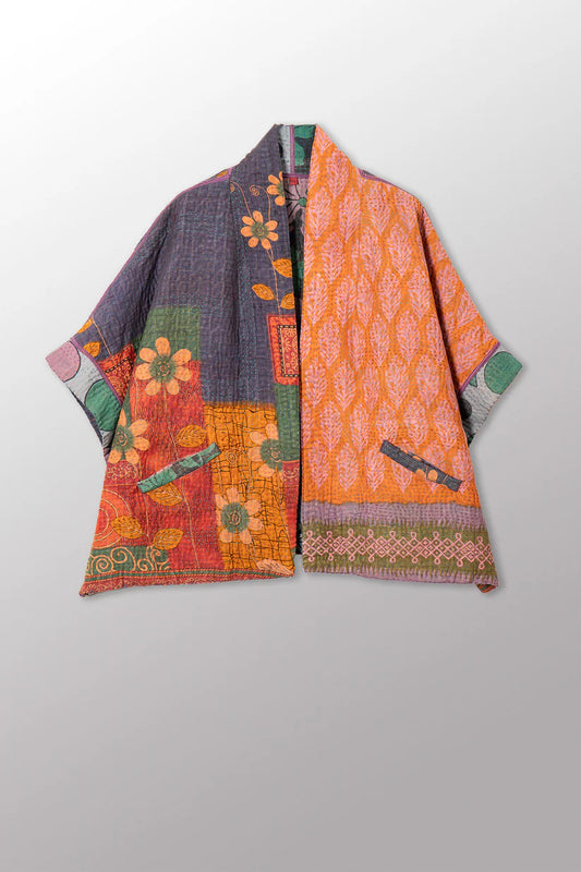 Mieko Mintz- VINTAGE COTTON KANTHA MINI PONCHO