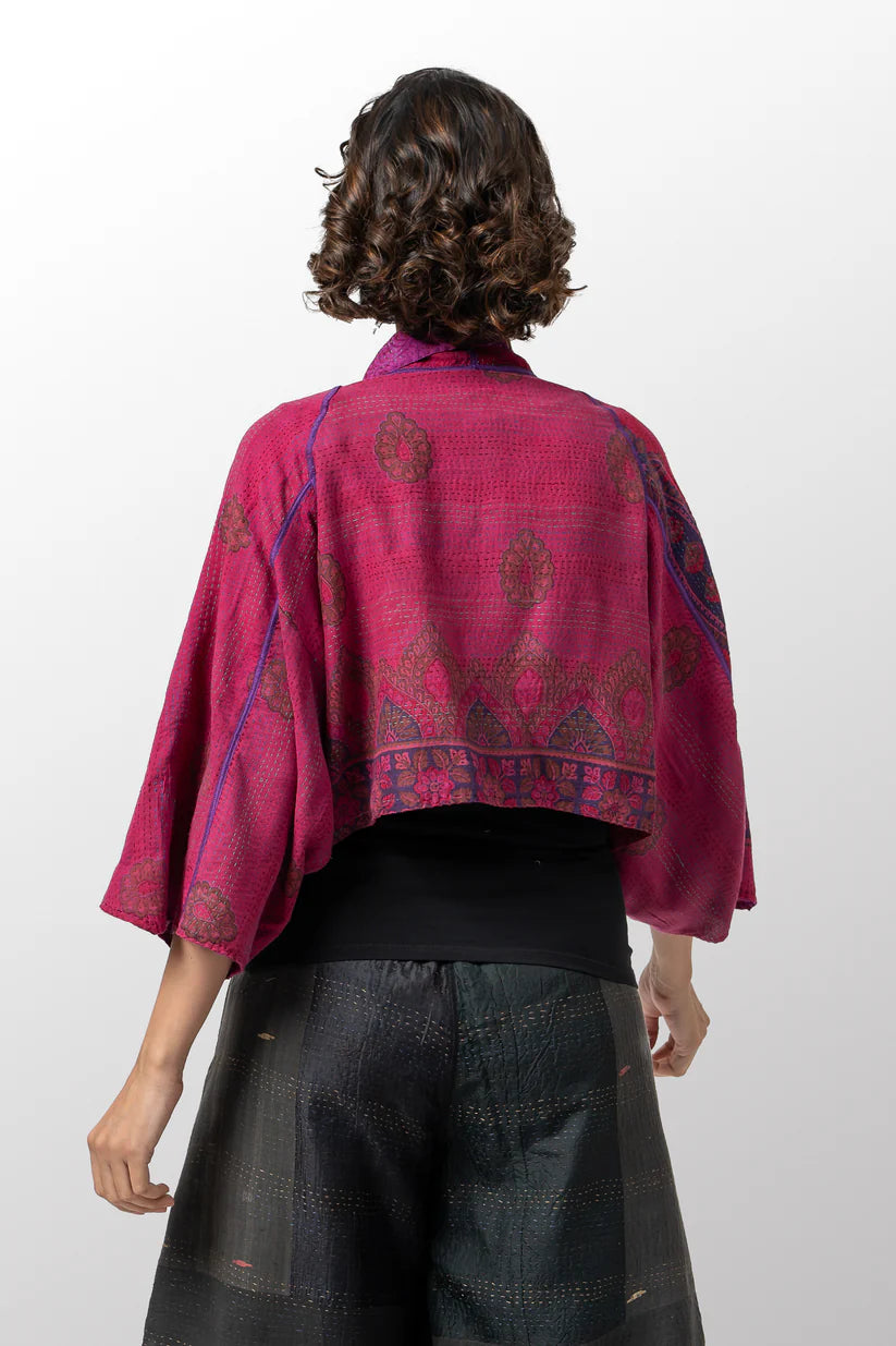 Mieko Mintz- Silk Georgette Cotton Kantha SLV. Shrug