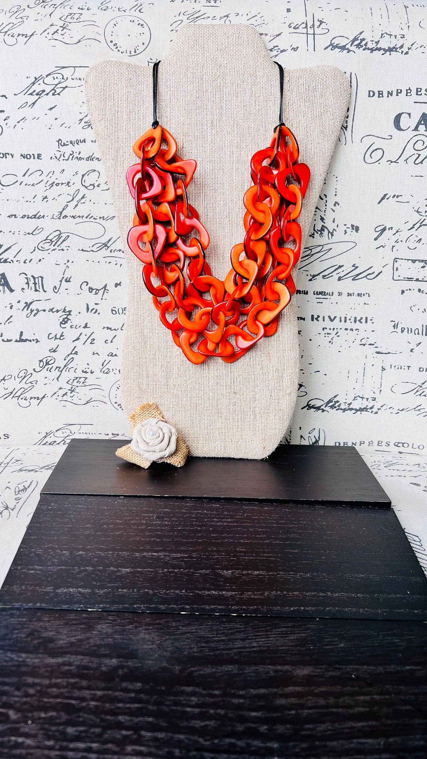 Galapagos Tagua - Orange Statement Necklace