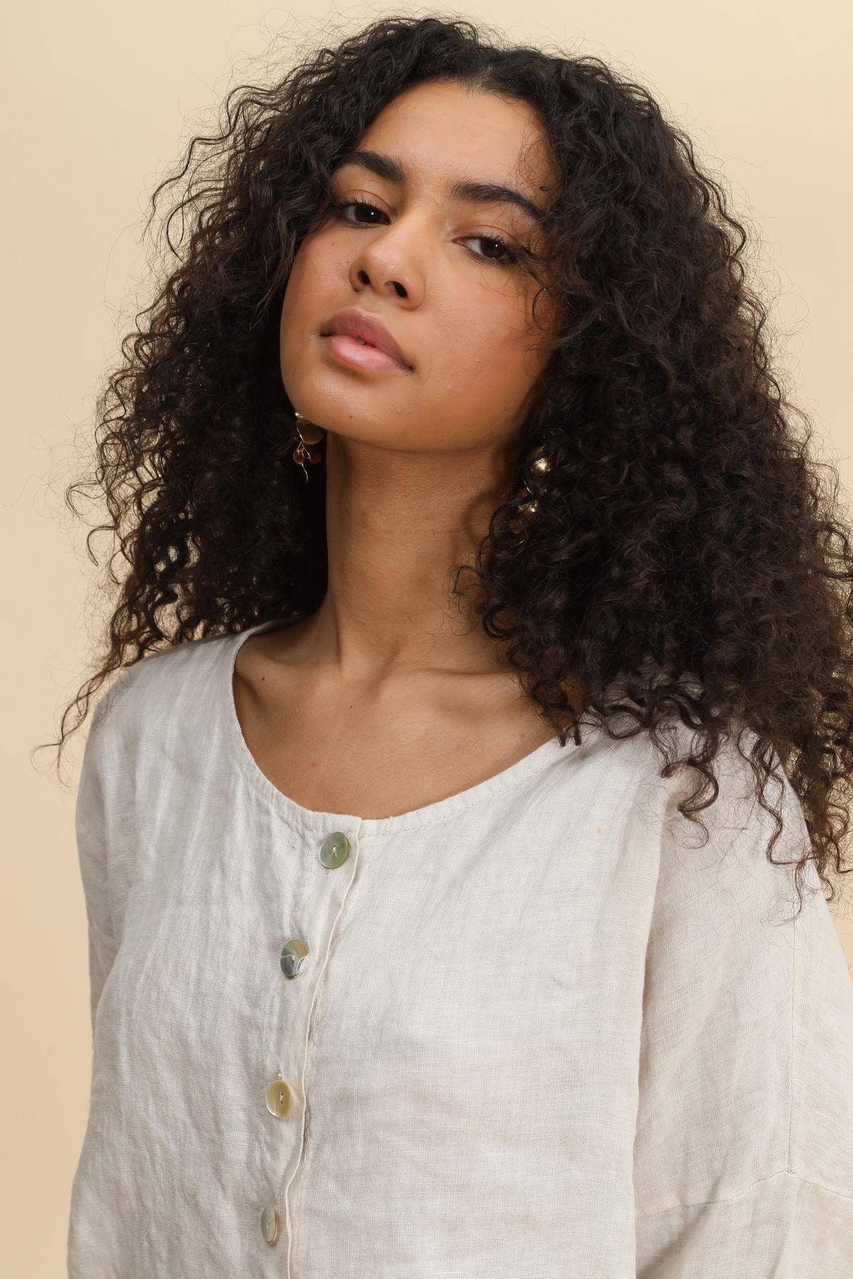 Made in Italy- Crop Linen Cardigan/ Lime