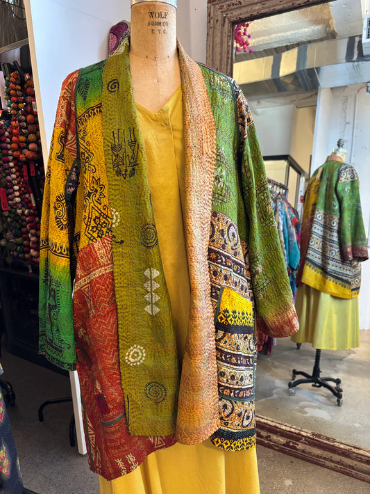 Mieko Mintz- VINTAGE SILK KANTHA A-LINE JKT