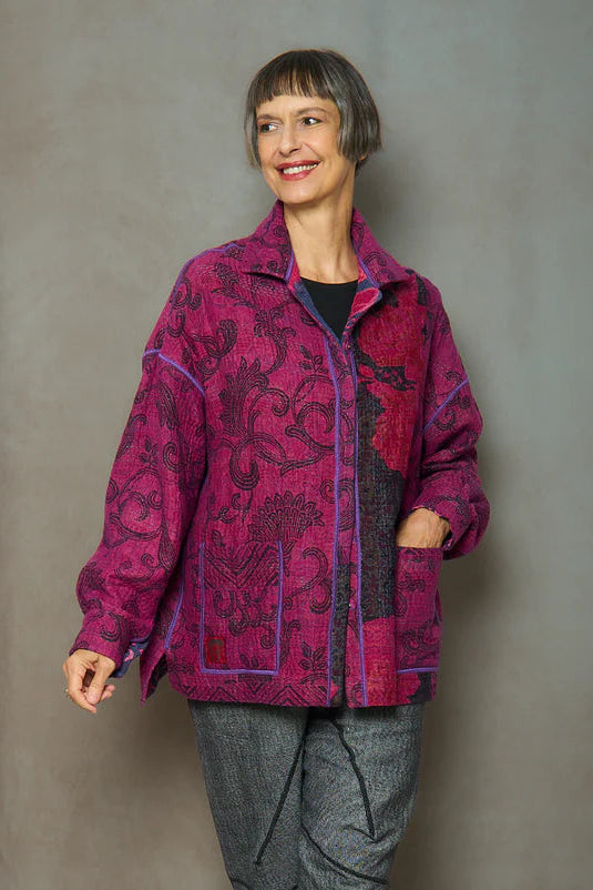 Mieko Mintz- VINTAGE COTTON KANTHA RELAXED SHIRT JACKET