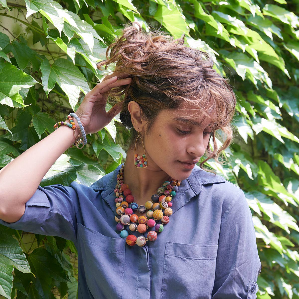 WorldFinds - Cascading Kantha Necklace