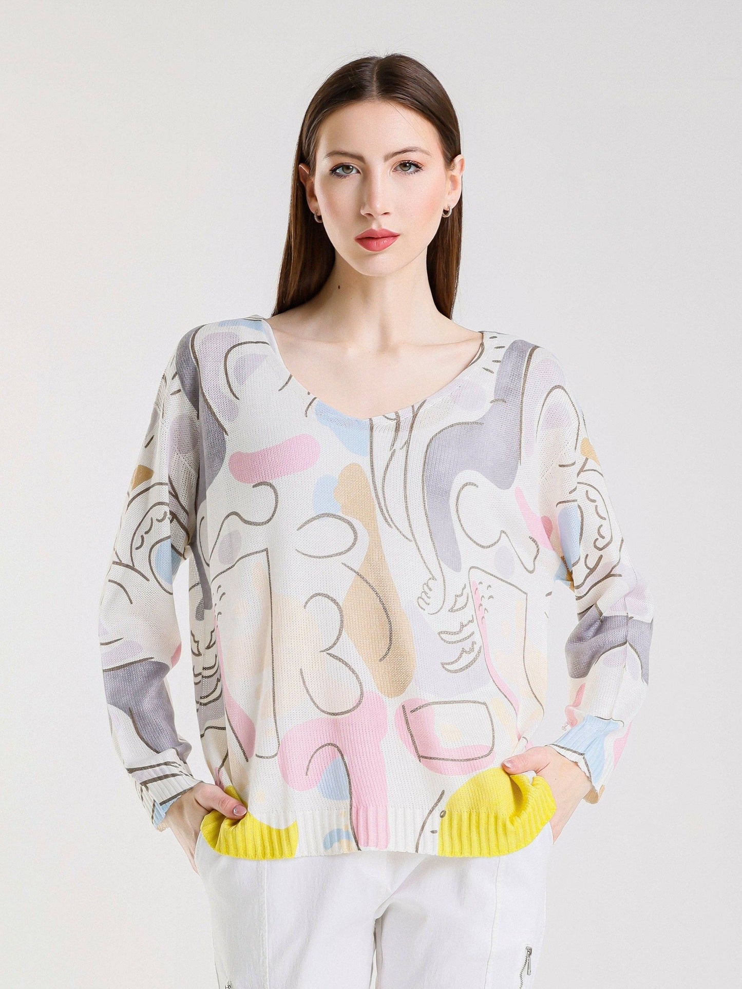 TINA Stephens - Hannah Carnival Light Sweater/White