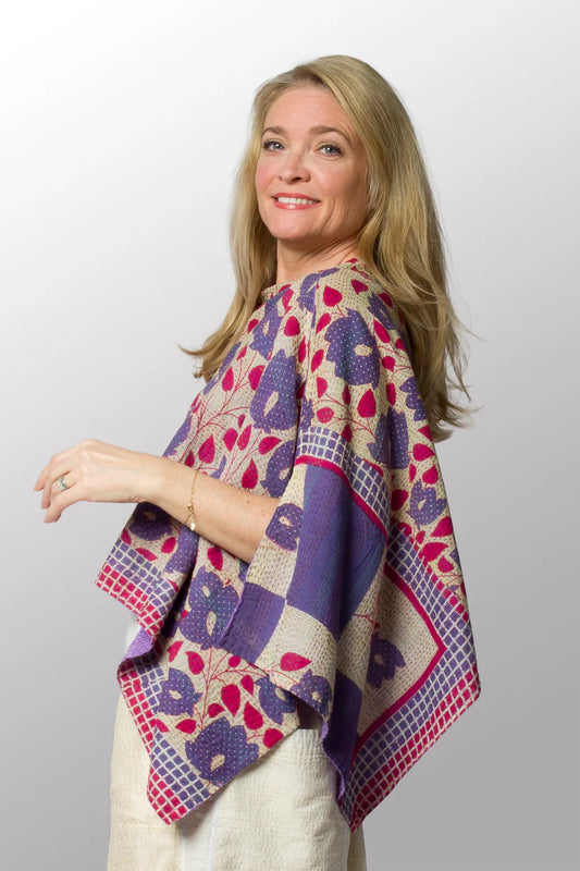 Mieko Mintz- VINTAGE COTTON KANTHA CAPE
