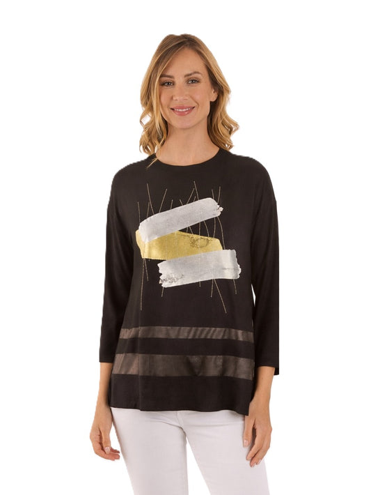 Lemon Grass- Abstract Brushstroke/ Black