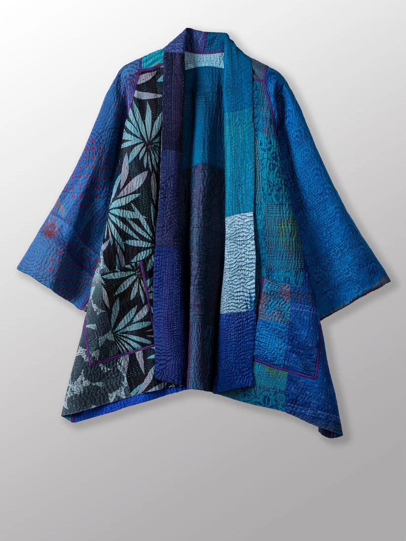 Mieko Mintz-  Jacquard Silk Kantha A-Line Jacket