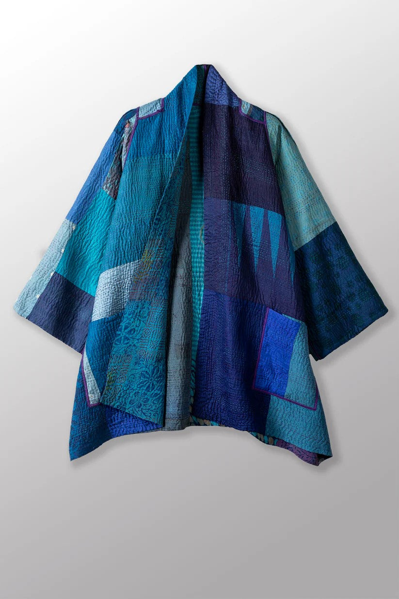 Mieko Mintz-  Jacquard Silk Kantha A-Line Jacket