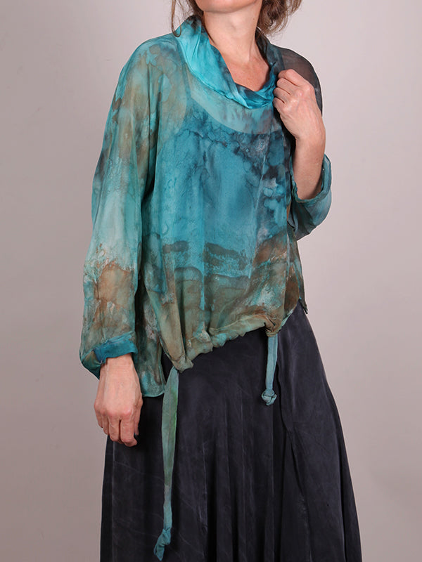 Tatiana Palnitska- MA13 A Dip in the Ocean Silk Blouse