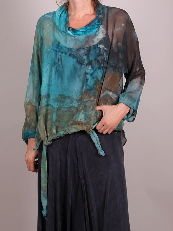 Tatiana Palnitska- MA13 A Dip in the Ocean Silk Blouse