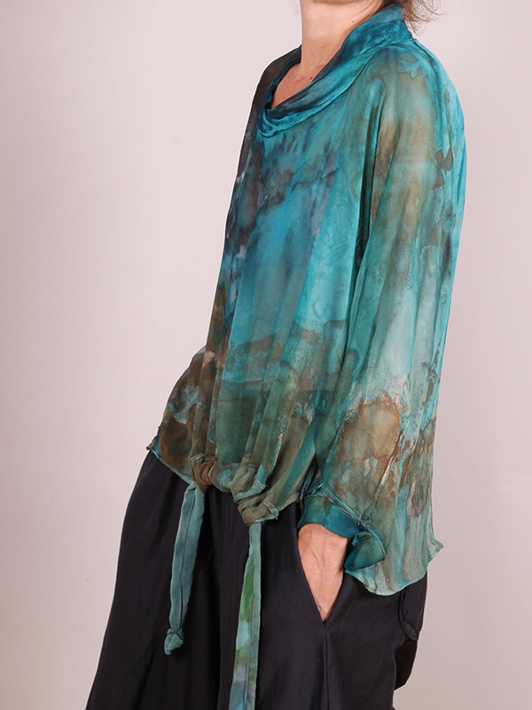 Tatiana Palnitska- MA13 A Dip in the Ocean Silk Blouse