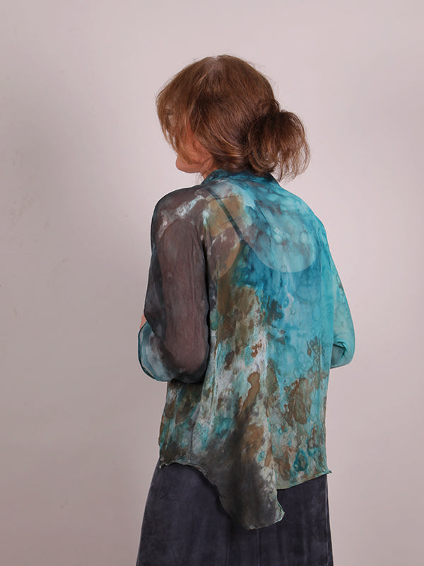 Tatiana Palnitska- MA13 A Dip in the Ocean Silk Blouse