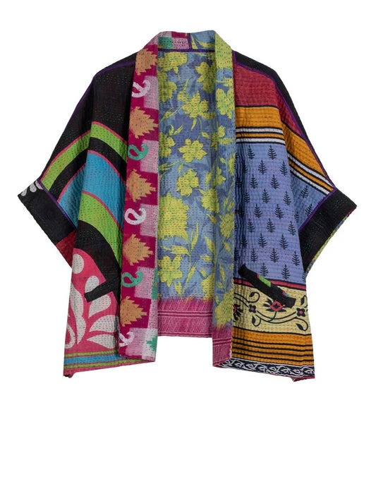 Mieko Mintz-  Vintage Cotton Kantha Mini Poncho