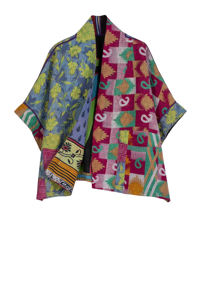 Mieko Mintz-  Vintage Cotton Kantha Mini Poncho