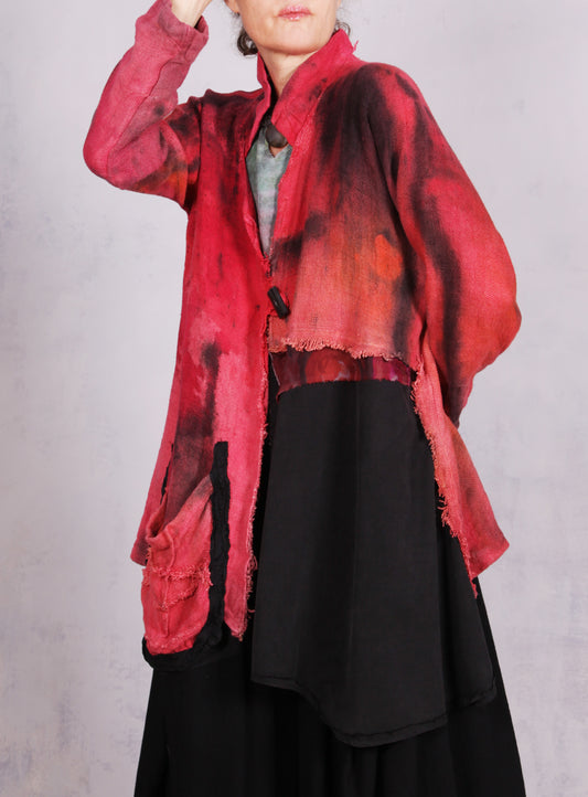 Tatiana Palnitska - Tru23/ Asymmetrical Woven Hot Pink Jacket