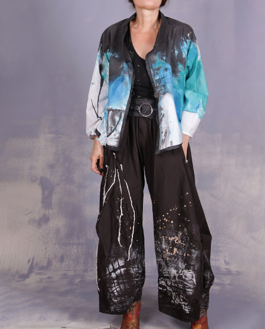 Tatiana Palnitska- ND17/ Black w White Hand Paint Pant