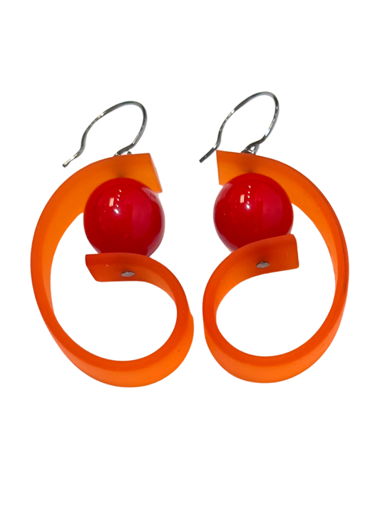 Samuel Coraux - Thinker Earrings: Orange/Red