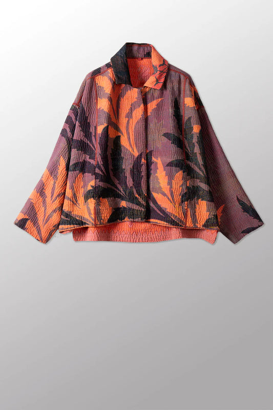 Mieko Mintz-COTTON OVER DYE KANTHA CROPPED SHIRT JACKET