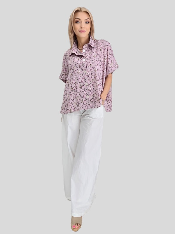 TINA Stephens - Eloise Wide Leg Cotton Poplin Pant