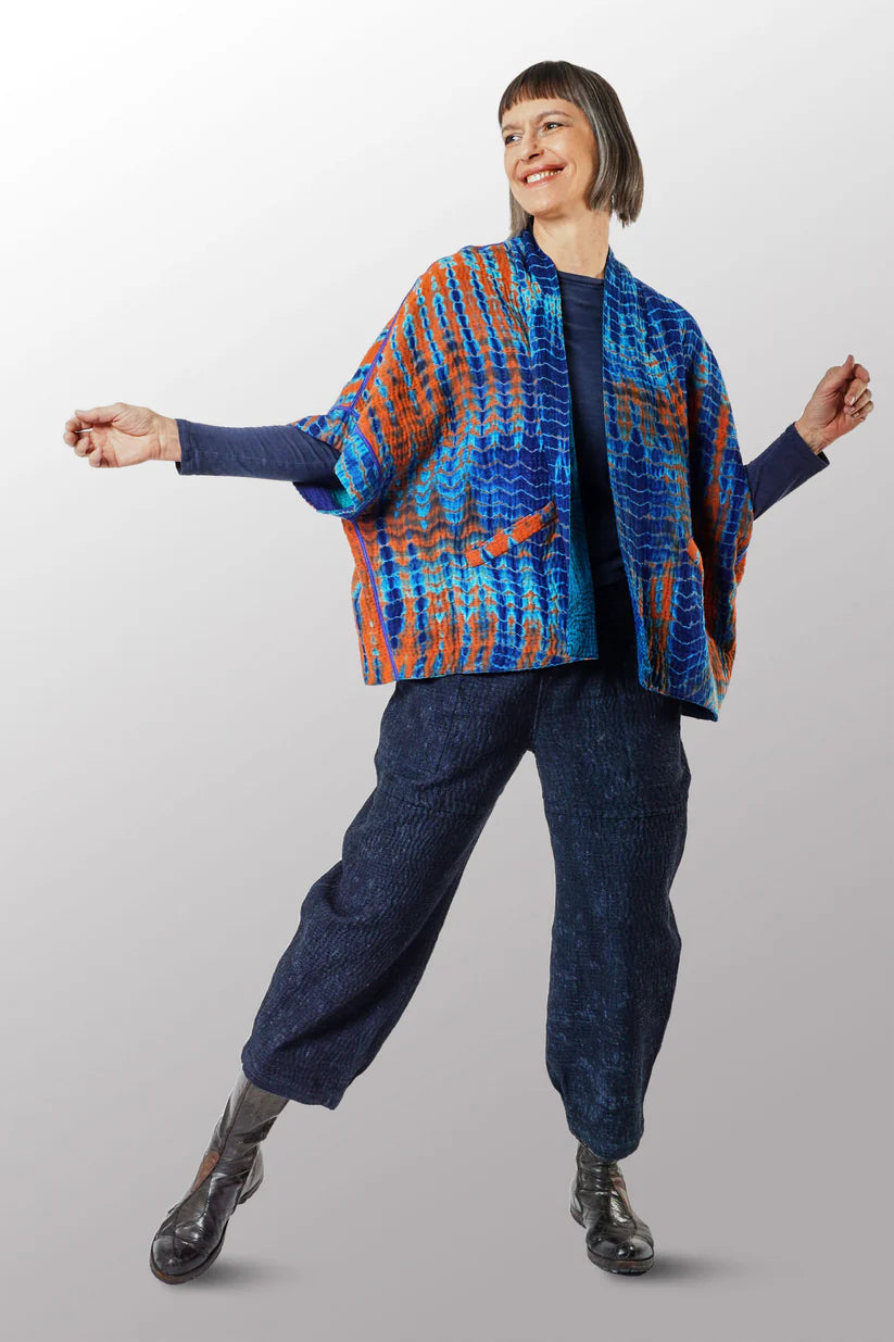 Mieko Mintz-SERPENT SHIBORI TIE DYE MINI PONCHO