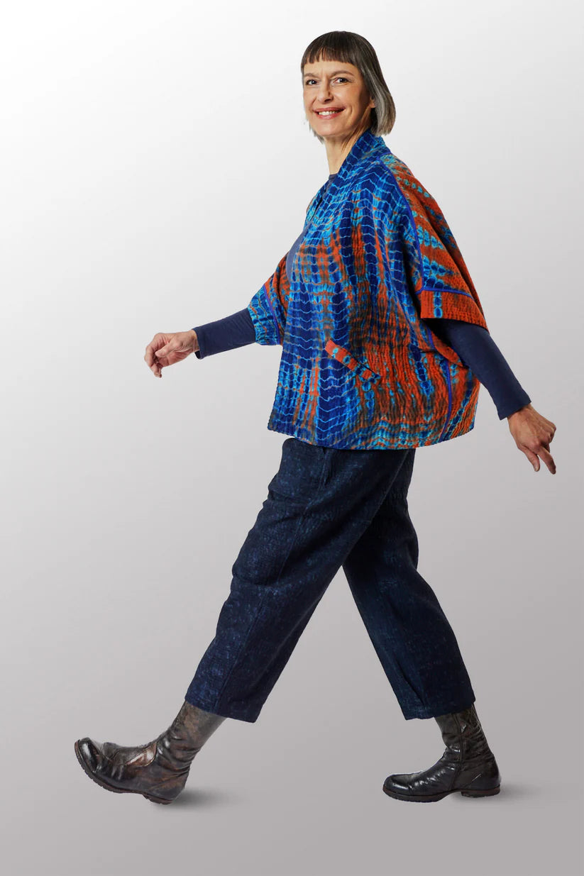 Mieko Mintz-SERPENT SHIBORI TIE DYE MINI PONCHO