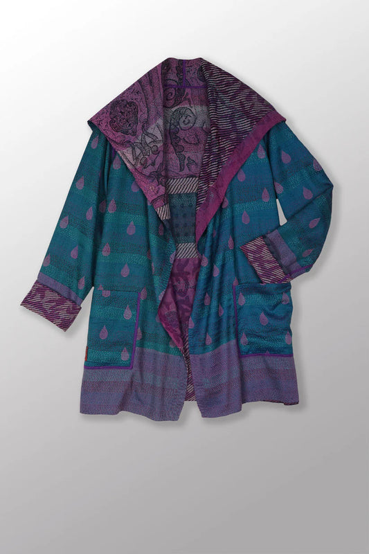 Mieko Mintz-VINTAGE SILK GEORGETTE KANTHA POCKET JACKET