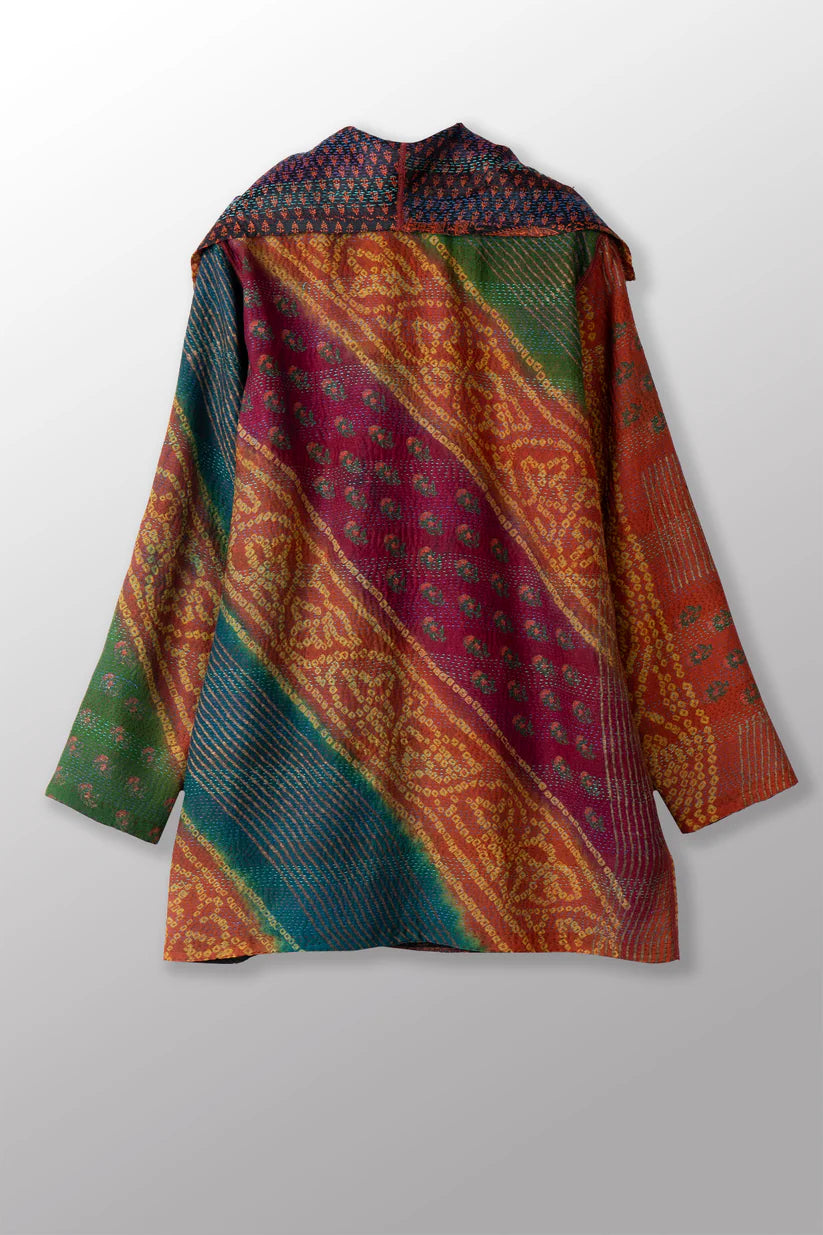 Mieko Mintz-VINTAGE SILK GEORGETTE KANTHA POCKET JACKET